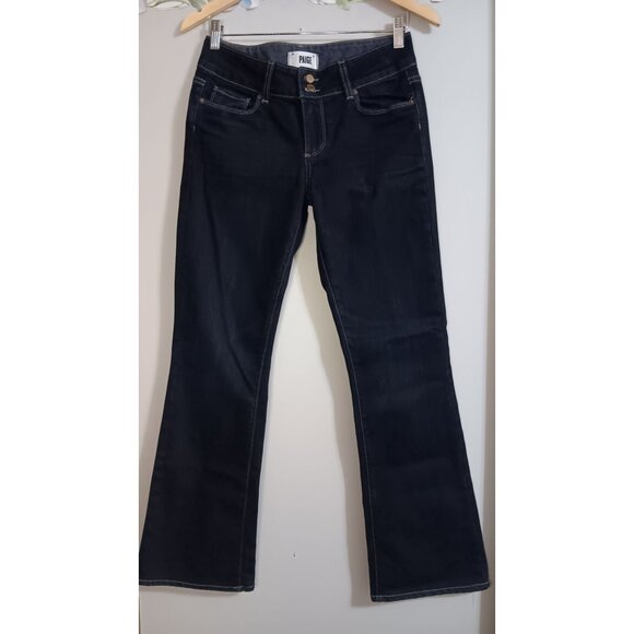 Paige 28 Blue Dark Wash Hidden Hills Anthropologie Boot Cut Denim Jeans - Picture 1 of 7